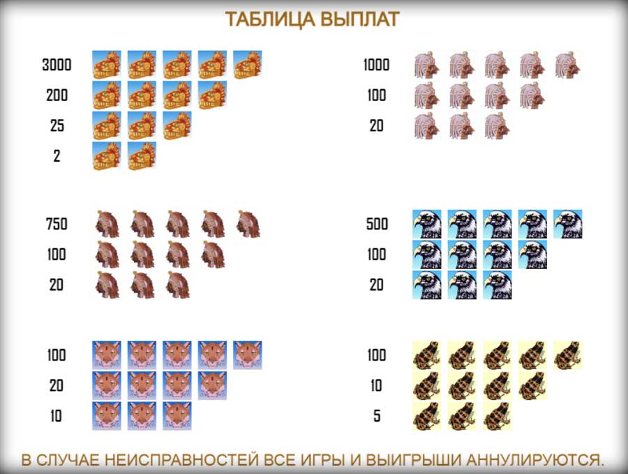 Таблица выплат